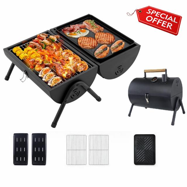 Stainless Steel Double Sided BBQ with Twin Sided Grill Function