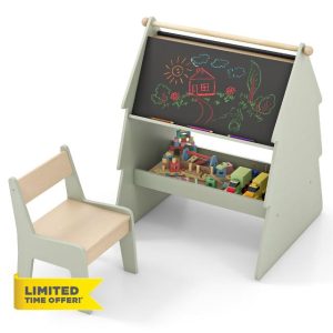 COSTWAY Kids Art Easel with Stool