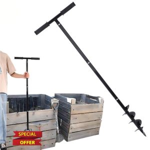 Compost Stirrer Tool 45.6 inch Compost Turning Tool Outdoor Manual Composting Bar Compost Turner Aerator Accessories Turner and Mixing Tool for Outdoo