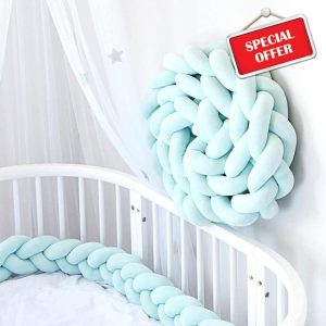 GYCS Cot Bumpers for Cot Bed Knotted Cot Bed Bumper Braided Pillows Braided Cot Bumper Cushion Soft Knot Breathable Cot Bumper Cushion Soft Knot Pillow Baby Bed Set