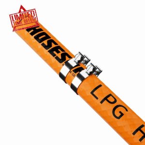 30m Length of 8mm British Standard Gas Pipe for Propane/Butaine Date + 2 x Hose Clips 30 Metre