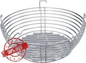 Stainless Steel Charcoal Basket For Kamado Joe Classic Series BBQ Grills (Includes Divider) - For Classic 1