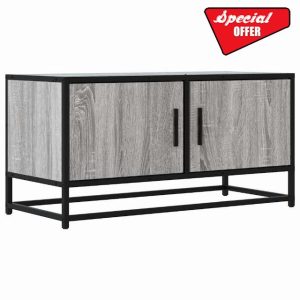 idaXL TV Cabinet Stand/Media Unit - Grey Sonoma Engineered Wood & Metal - Modern Home/Office Furniture
