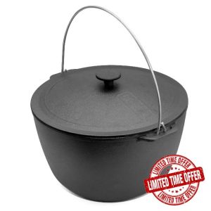 BRIZOLL 10L Cast Iron Camping Pot with Lid | Dutch Ove