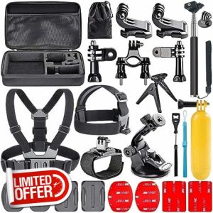 Navitech 18-in-1 Action Camera Accessories Combo Kit with EVA Case - Compatible With XTU S6 4K30fps 20MP Action Camera