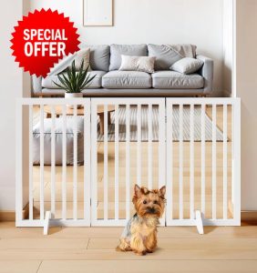 The Fellie Wooden Freestanding Pet Gate for Dogs