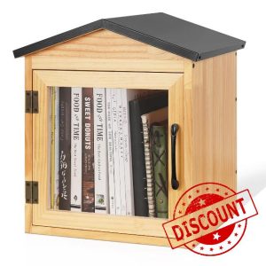 Exttlliy Outdoor Library Outdoor Book Box Storage Small Wooden Cabinet Little Literature Box for Neighborhoods Community and Schools Sharing Books