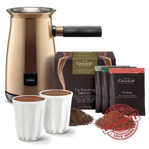 Hotel Chocolat Velvetiser - In-Home Hot Chocolate Machine - Barista-Grade Hot Chocolate Maker - Copper Edition - Complete Starter Kit - 2 Ceramic Podcups & 10 Single-Serve Sachets