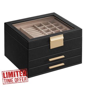 SONGMICS Jewellery Box with Glass Lid