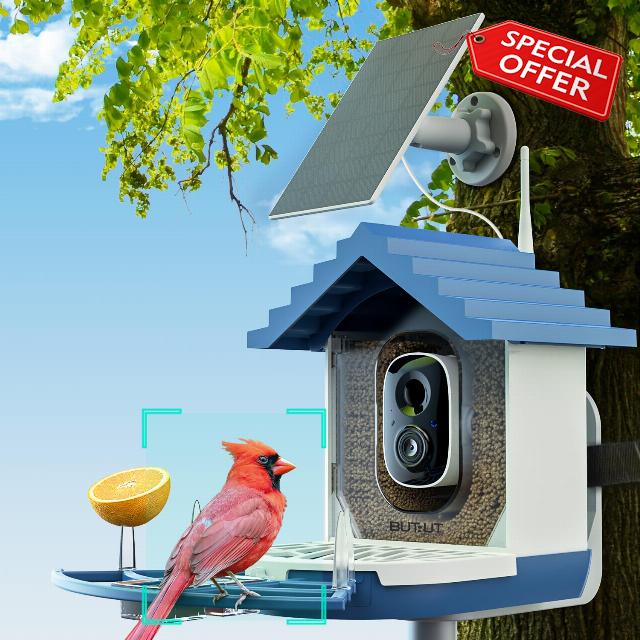 2K Smart Bird Feeders with Camera Solar Powered