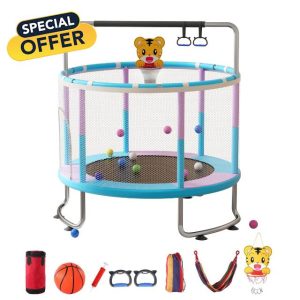 Mitoydoe 59'' Rebounder Trampoline Indoor Outdoor for Kids Ages 1-8