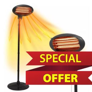 2KW Free-Standing Outdoor Electric Garden Patio Heater – Adjustable Height