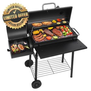 Offset Smoker BBQ Charcoal Grill: Outdoor Barrel Barbecue Oil Drum BBQ Grill for Garde