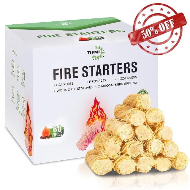 TIFMI Fire Starter - 60 Pcs Fire Starters for Campfires