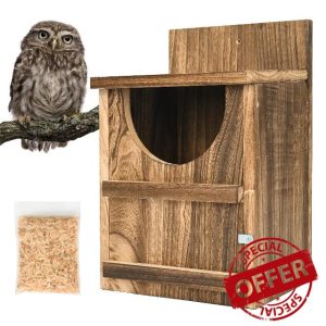 petour Owl House Wooden Bird House Cedar Nesting Box Prebuilt Owl Box For Outside Easy To Open Fronted For Many Different Species Of Garden Birds