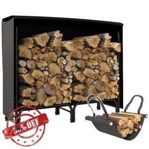 Outsunny 4FT Firewood Rack with Canvas Carrier Bag and 600D Oxford Waterproof Cover
