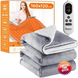 Mia&Coco Electric Heated Blanket Throw Flannel Sherpa Fast Heating 120x160cm