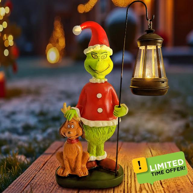 Sunshyne Christmas Decoration Garden Statues with Solar Light Resin Garden Sculptures for Yard Patio Balcony Lawn Outside decor(Stand)