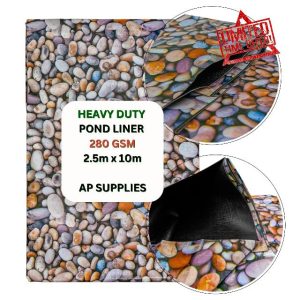 2.5m x 10m Pebble Design Pond Liner 280g/sqm - Heavy Duty HDPE Material - UV & Tear Resistant