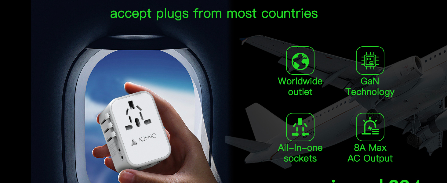 AUNNO Travel Adapter