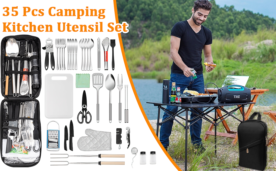35 Pcs Camping Kitchen Utensil Set