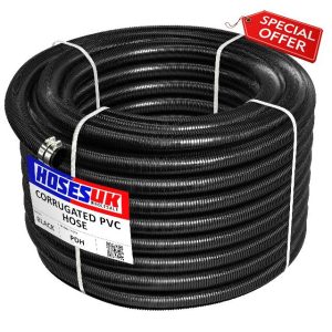 32MM ID - 20 METRE Corrugated Pond Pump Pipe/Hose/Flexi TUBING + Hose Clips