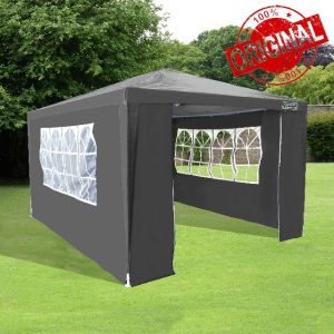 Gazebo 3m x 4m in Grey with 4 Side Walls by Garden Universe Steel Frame Marquee Canopy Party Tent GAZ03-Grey-Amz (We do not ship to CI or IOW.)
