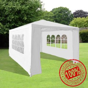 Gazebo 3m x 4m in White with 4 Side Walls by Garden Universe Steel Frame Marquee Canopy Party Tent GAZ03-White-Amz (We do not ship to CI or IOW.)