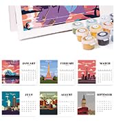 Wall Calendar 2025, Paint by Numbers Calendar Wall Calendar Nation Landscape, DIY Wall Calendar 20...