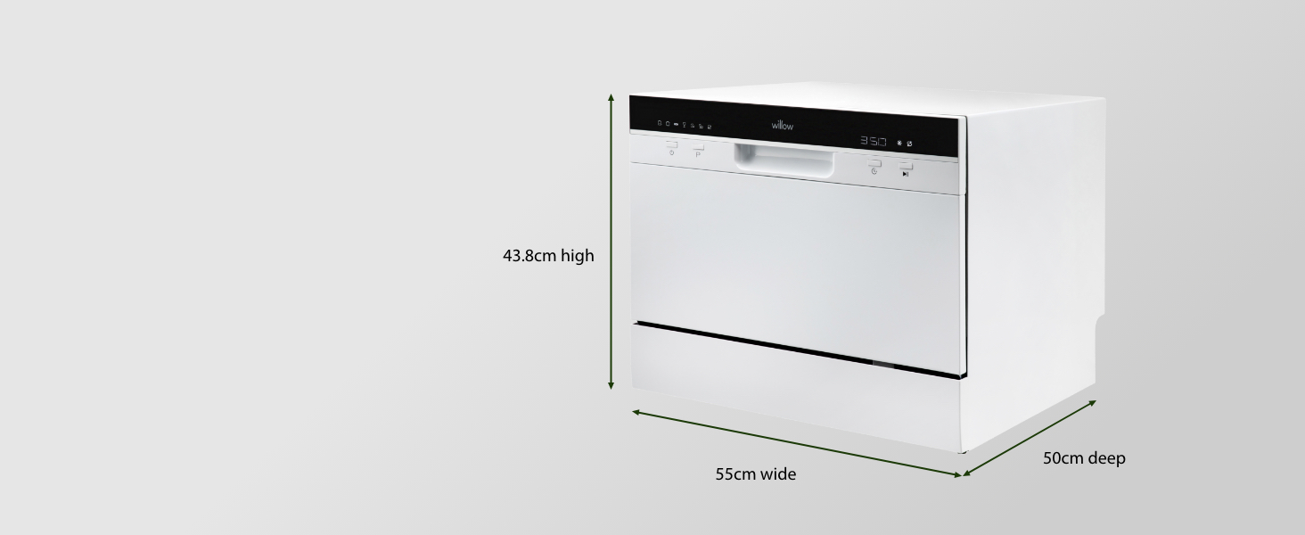 Willow WTTD6W 55cm Tabletop Dishwasher 43.8cm high, 55cm wide, 50cm deep