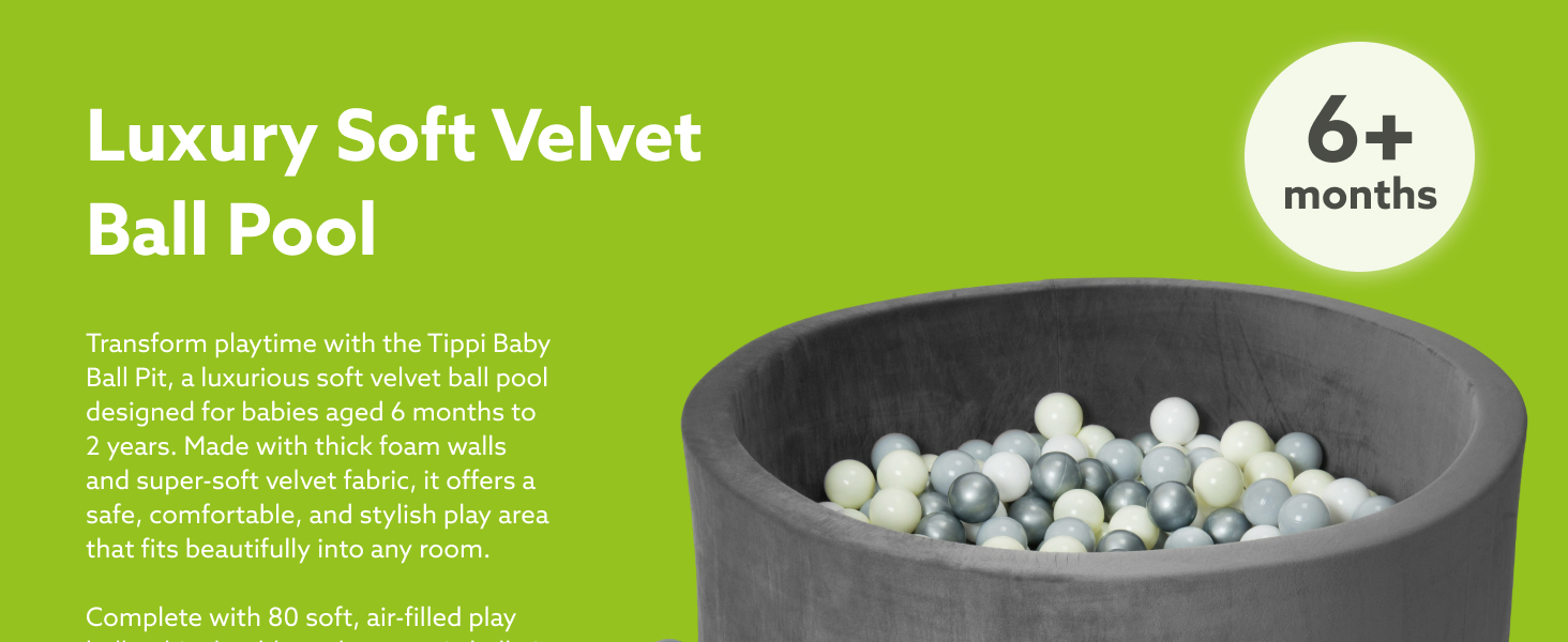 Tippi Baby Ball Pit With Balls Included Luxury Soft Velvet Ball Pool Play Balls