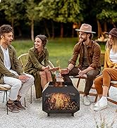 Outsunny Smokeless Fire Pit, 48.5cm Portable Wood Burning Firepit with Poker for Garden Camping B...