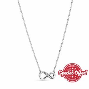 PANDORA Moments Women's Sterling Silver Sparkling Infinity Collier Pendant Necklace