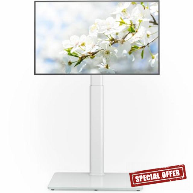 Universal Floor TV Stand with Mount 70 Degree Swivel 9 Level Height Adjustable and Space Saving Design for Most 27 to 65 inch LCD