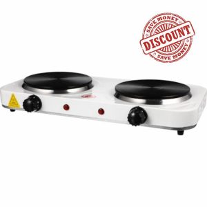 Warmhm 2000W Electric Stove Practical Two Burner Tea Cooker Food Heating Stove Coffee Heater with UK Plug