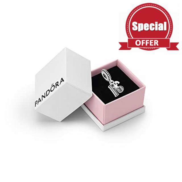 Pandora Moments Women's Sterling Silver 16 Years of Love Cubic Zirconia Dangle Charm for Bracelet