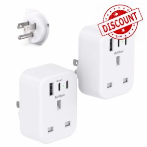 [2 Pack] UK to US Plug Adaptor