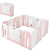 GYMAX Baby Playpen, 12/16 Panel Foldable Playard with Lockable Door and Non-Slip Suction Cup, Tod...