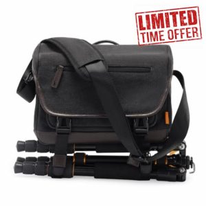 Cwatcun Camera Bag Shoulder Camera Bag for Photographer Canvas Water Resistant DSLR Single Camera Bag Compatible with Sony Nikon(S)