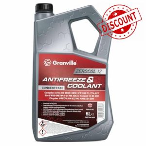 Granville Zerocol 12 Red Antifreeze Concentrate – 5L | 5-Year Organic Acid Technology (OAT) Engine Coolant | Ethylene Glycol-Based Anti-Freeze Engine Coolant | BS: 6580:2010 Standard
