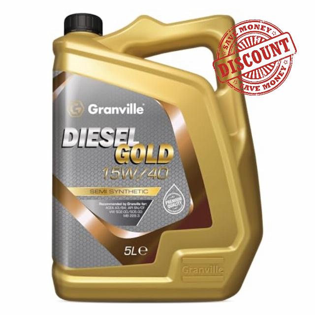 Granville Diesel Gold 15W/40 Semi-Synthetic Engine Oil – 5L | High Performance Engine Lubrication Oil for Older Engines – ACEA A3/B4