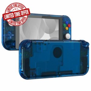 eXtremeRate Crystal Clear Blue DIY Replacement Shell for Nintendo Switch Lite