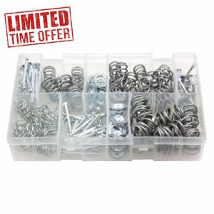 200Pcs Assorted Box of Brake Shoe Hold Down Kit Pins Washers Springs