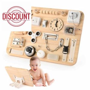 Potatomato Large Busy Board for Toddlers - Montessori Wooden Sensory Toys -Fidget Toys for Autistic Children-Preschool Learning Activities - Fine Motor Skills