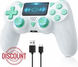 FOIRCEADAL Wireless Controller for Ps-4 Dual Vibration Wireless Gamepad with Turbo and 3.5mm Audio Jack/LED/Touch Pad for P-s4/Pro/Slim/Pc