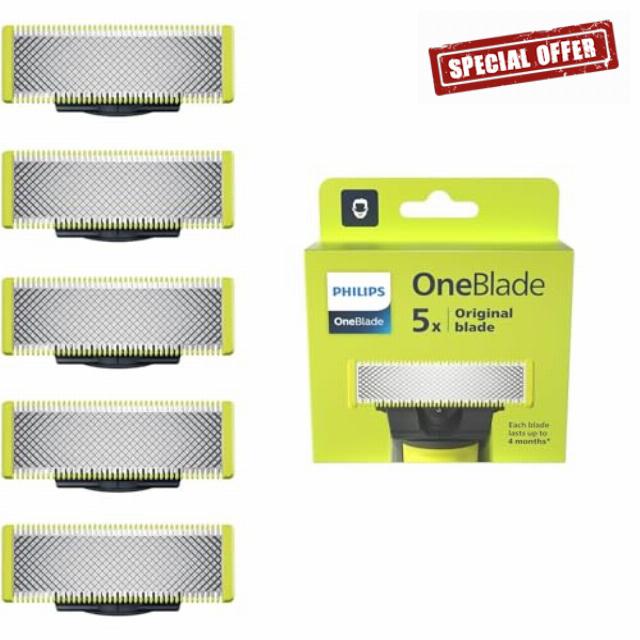 Philips OneBlade 5 Stainless Steel Original Replacement Blades Compatible with all OneBlade Electric Razors (model QP250/50)
