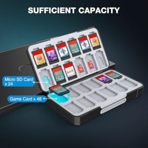 Switch Game Card Holder with 48 Game Card Slots and 24 Micro SD Card Slots