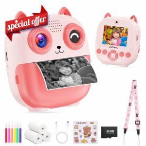 Kids Camera Instant Print Gift: 2.4'' Digital Camera for Children with 32G Card - 1080P Video Toddler Camera with Selfie Mode and 3 Rolls Print Paper - Christmas Birthday Gifts for Boys Girls Age 3-12