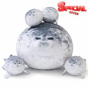 SQEQE Chubby Seal Pillow Plush with 4 Baby Seal Plushies in her Tummy