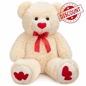 BEJOY Giant Teddy Bear 91cm Stuffed Animal Large Bear Plush with Love Red Heart for Girlfriend and Kids Valentine's Day